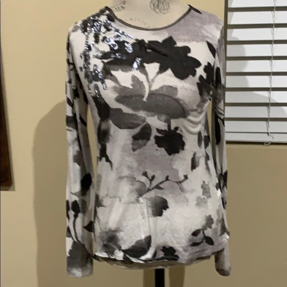 COPY - Black and grey flower shirt